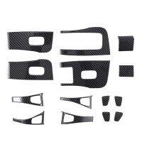 14-Piece Set Carbon Fiber Door Opening Armrest Button Panel Car Interior Modification for Tesla Model 3