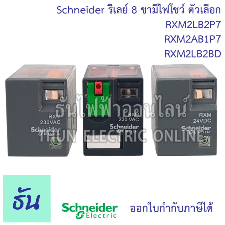 schneider-miniature-plug-in-relays-รุ่น-rxm2-รีเลย์-8ขา-2คอนแทค-220vac-24vdc-ตัวเลือก-rxm2lb2p7-rxm2ab1p7-rxm2lb2bd-ชไนเดอร์-ธันไฟฟ้า