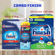 Combo rửa chén Finish ALL in one Bóng 750ml, Hộp All in one 120 Viên