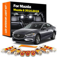 13ชิ้นชุดหลอดไฟรถยนต์ไฟเก๋ง LED สำหรับ2014 2015 2016 2017 2018 2019 Mazda 6การอ่านแผนที่หีบฝาทรงโค้งโคมไฟป้ายทะเบียน