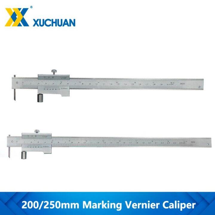 เครื่องวัดระยะเวอร์เนียทำเครื่องหมาย0-200มม-0-250มม-อุปกรณ์วัดความกว้างทำเครื่องหมายทำเครื่องหมายคาลิเปอร์คาร์ไบด์แบบขนาน