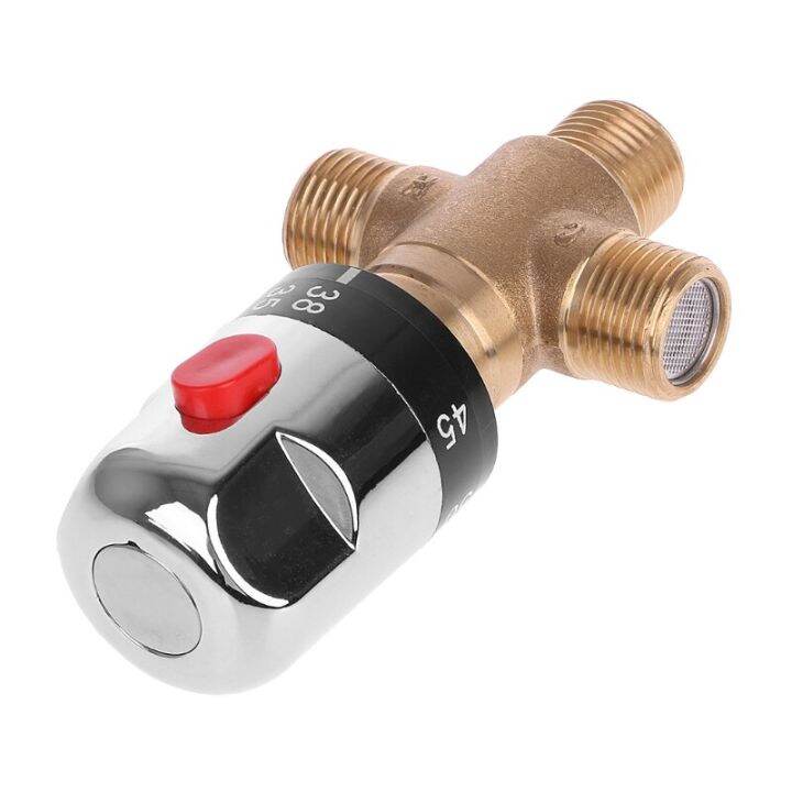 Solid Brass G1/2 Male 3 Way Thermostatic Mixing Valve Shower Water ...