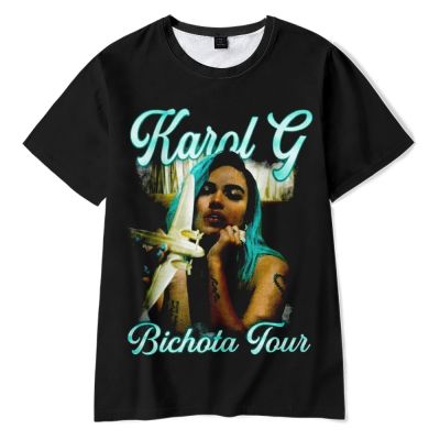2022 Karol G Bichota T-shirt Women men Crewneck Short Sleeve T-shirt Youthful Reggae Rapper 2022 Hip Hop Style 3D Tees Tops