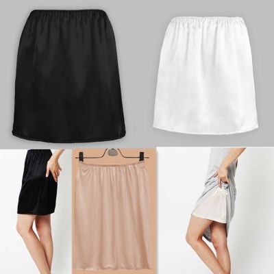 ขายดีที่สุด ioztt2023 -  ใหม่ผู้หญิงซาตินครึ่งลื่น Underskirt กระโปรงชั้นในภายใต้ชุดมินิกระโปรงความปลอดภัยกระโปรงหญิงหลวมป้องกันการสัมผัสความปลอดภัยกระโปรง