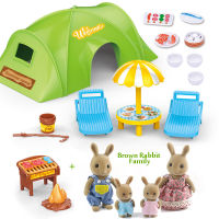 DIY 112 Forest Animal Family Picnic Tent Set Toy Miniatura Small Dollhouse Furniture Forest Family Picnic Set Toys For Kid Gift