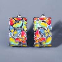 【YF】♂⊙▲  Temperament Color 925 Earrings Exquisite Enamel Ladies