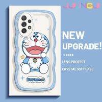 Jlingji เคสโทรศัพท์ปลอกสำหรับ Samsung กาแลคซี A52s 5G A52 4G A52 5G ลายการ์ตูนแฮปปี้โดราเอม่อนแบบดั้งเดิมเคสโทรศัพท์ลายขอบซิลิโคนน้ำนิ่มแบบดั้งเดิมเคสป้องกันกล้องคลุมทั้งหมดเคสฝาหลังกรอบเคสนิ่ม