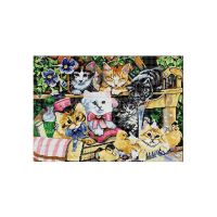 Cross Stitch Kits Stamped for Adults Beginner Kids, Cat Duck Family 11CT DIY Embroidery Needlework Kit