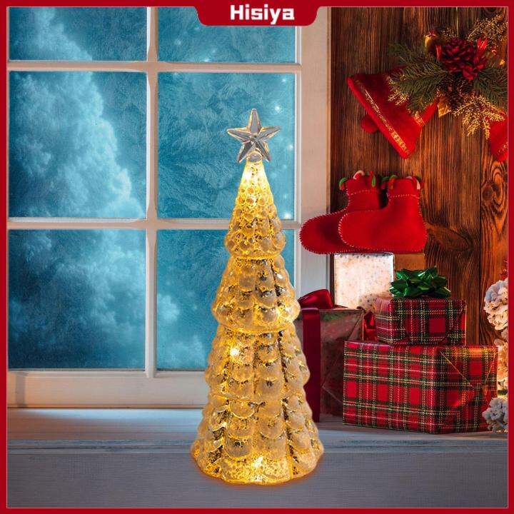 Hisiya Tabletop Christmas Tree with Lights Figurine for Desktop