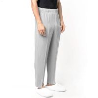 Handmade Three Times Hot-Pressed Japanese Pleated Pants Summer Large Size Casual Texture Slim Straight Slit Pants Male JF163