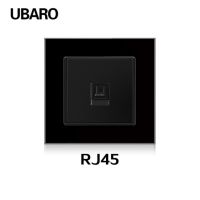 Ubaro 86*86Mm Rj45แผงกระจกนิรภัย Rj11 Tv Hdmi การเชื่อมต่อสัญญาณปัจจุบันที่อ่อนแอเบ้าติดผนังเต้าเสียบภายในบ้านปลั๊กกระแสไฟฟ้าที่อ่อนแอ