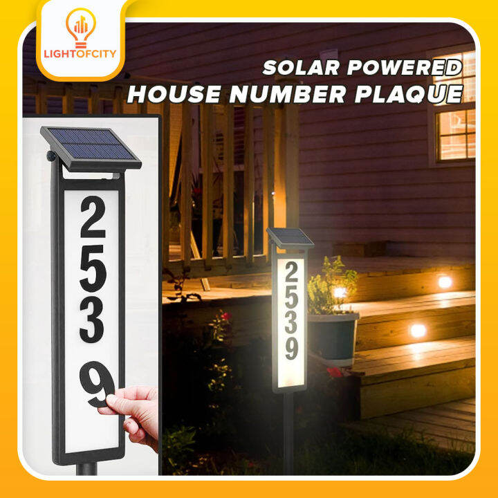 LIGHT OF CITY Solar Customizable House Number with light, Solar Powered ...