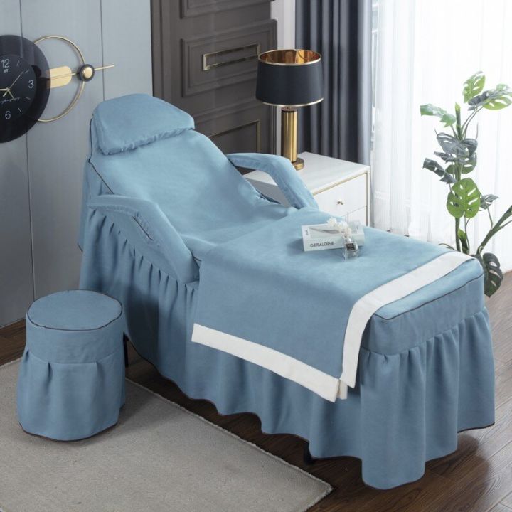 🔥ฟรีปักโลโก้🔥ชุดผ้าปูที่เตียงทรีทเม้นต์ Luxury bedsheet ผ้าปูเตียงสปา คลุมเตียงนวดหน้า ผ้าปูเตียงคลีนิก ผ้าปูเตียงสัก [PRE-ORDER]