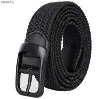 Braid Elastic Stretch Needle Buckle Belt Plus Size 100 - 190cm 63 67 71  Long Black Mens Metal Buckle Simple Fashion