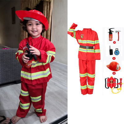 Kids Carnival Party Fireman Uniform Car Tent Boys Girls Sam Cosplay Costumes Children Luxury Firefighter Water 6Pcs Toys Set