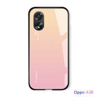 เคสใส่โทรศัพท์สำหรับ OPPO A18ที่ใส่รูปสายรุ้งแบบแสงรุ่งอรุณสุดหรู A38เคสซีรี่ส์แบบไล่เฉดสีฝาหลังกระจกเทมเปอร์กันกระแทก