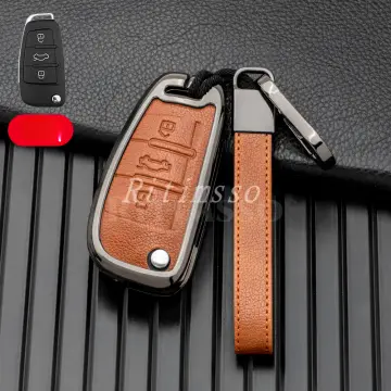 For Audi A1 A3 A5 A6 S3 Q3 Q7 TT Leather+ABS Plastic Car Key Fob Case  Holder Bag