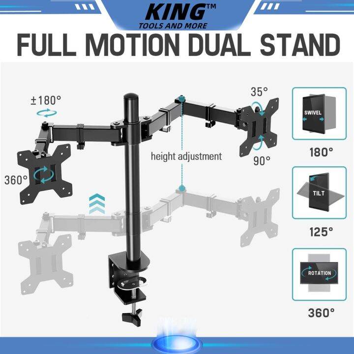 Dual Monitor Mount Bracket Computer Monitor Bracket with Cclamp and
