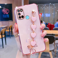 เคส LIFEBELLE สำหรับ Realme C17 C55 C21Y C35 C25s C12 C15 Realme 9i 7 8 Pro เคส8i 7i + สายรัดข้อมือรูปหัวใจแฟชั่นเคลือบเงากรอบเคสป้องกันด้านหลังแบบบาง