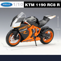 WELLY 1:10 KTM 1190 RC8 R Alloy Racing Motorcycle Model Diecast Metal Street Cross-country Sports Motorcycle Model Kids Toy Gift