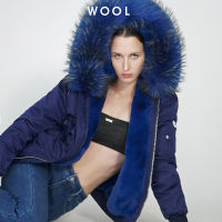 WOOL - WEREWOLF BOMBER (BLUE OUTER) เสื้อบอมเบอร์กันหนาว ฮู้ดถอดเฟอร์ได้