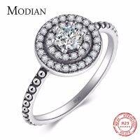 {Xixi Ornamจิวเวลรี่} Modian 2021ใหม่แหวน925เงินสเตอร์ลิงทึบแหวนเพชรสังเคราะห์เครื่องประดับวินเทจเป็นประกายสำหรับผู้หญิงของขวัญคริสต์มาส