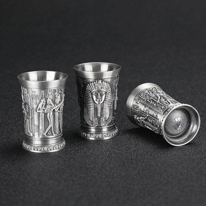 Ancient Egyptian Mythology 3D Relief Metal Shot Glass Cleopatra Rameses