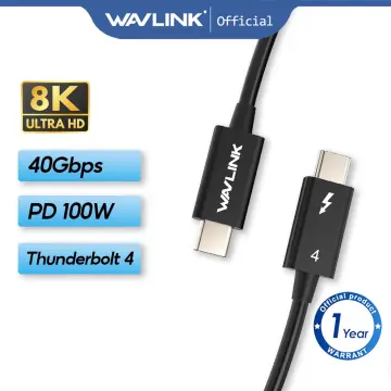 Wavlink Thunderbolt 4 Cable 40Gbps Data Transfer USB-C Video Cable Supports  Single 8K/Dual 4K Display&100W Charging For Macbook