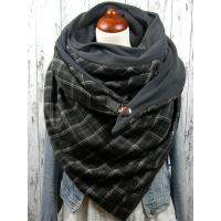 {Warm scarf}ผ้าพันคอผู้หญิงแฟชั่นการพิมพ์สุภาพสตรีอุปกรณ์เสริม Unisex ฤดูหนาวที่เรียบง่ายสีทึบปุ่มนุ่มคอห่อผ้าคลุมไหล่หนาอบอุ่น