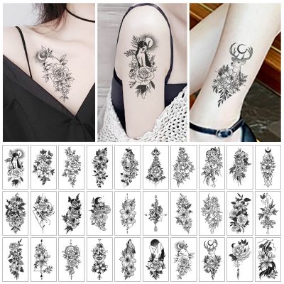 hot！【DT】♧  30pcs/Set Temporary Sticker Fake Tatoo Hands Arm Leg Flowers Tattos Tatouage Temporaire