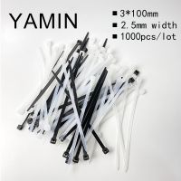 1000pcs/lot 3x100mm Self-Lock Type Plastic Nylon Cable Tie National Standard Cable Wire Fixed White/Black