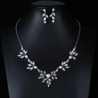 Red Trees Brand High Quality Fashion Luxury Sparkling AAA Cubic Zircon Necklace And Earrings Wedding Jewelry Sets For Women