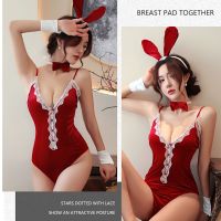 Naughty Bunnygirl Bodysuit Anime Cosplay Outfit Rabbit Suit Roleplay Lingerie Halloween Sexy Jumpsuit Christmas Red One Piece