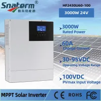 อินเวอร์เตอร์พลังงานแสงอาทิตย์ไฮบริด3KW AC100V-120V ที่มี24V 60A MPPT พลังงานแสงอาทิตย์เครื่องควบคุมการชาร์จ Off-Grid All-In-One ตัวแปลงไฟฟ้า