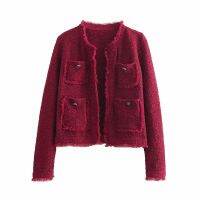 European and American style 2020 spring new small fragrant jacket womens red tweed 006254/351