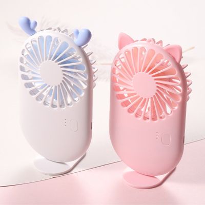 USB Pocket Small Fan Mini Handheld Rechargeable Student Dormitory Mute Desktop Cute Electric Deer Charging Portable Summer Travel