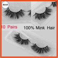 DANCH SKONHED 10 Pairs อ่อนนุ่ม แฮนด์เมด หนา ขนตาปลอม ข้ามยาว ขนมิงค์ 100% ต่อขนตา