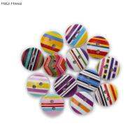 50pcs Stripe Printing Multiple size Round Wood buttons Sewing Scrapbooking Clothing Gifts Crafts Handwork Decoration 11-18mm Haberdashery