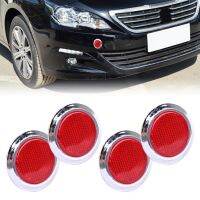 【cw】 DWCX 4pcs Car Reflective Sticker Plated Round Adhesive Reflector Improve The Visibility ！