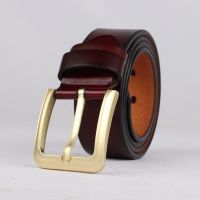 High-grade imitation bronze full cow leather belt buckle male lengthened men fat layer cowhide retro needle ♠❆