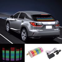 90x25cm Car RGB LED Music Rhythm Flash Light Sound Activated Sensor Equalizer Rear Windshield Sticker Styling Neon Lamp