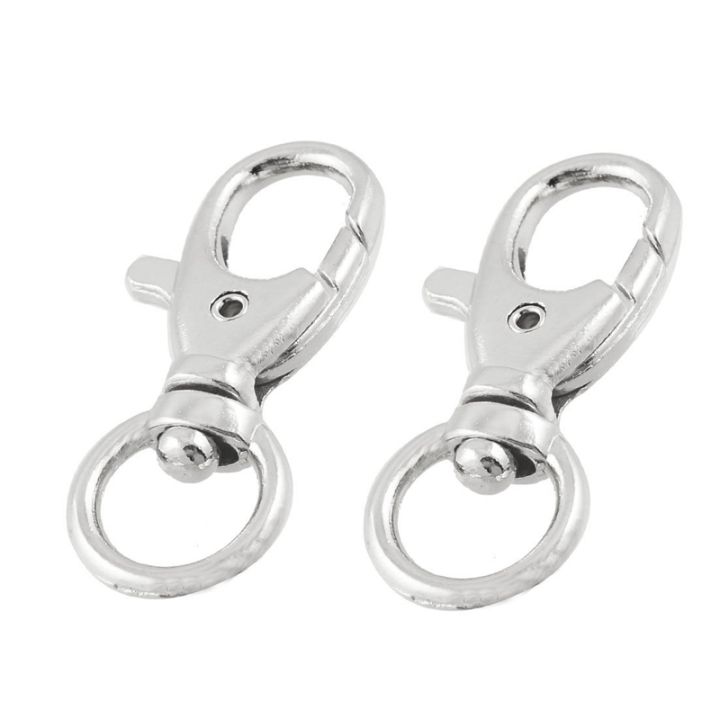 2 Pcs Silver Tone Metal Keychain Keyring Lobster Clasps Swivel Clips