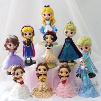 【Ready Stock】 ┋ C30 Princess Toys Q Posket Frozen Elsa Anna Cinderella Belle Action Figures Model Cake Topper
