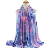 [COD] Cross-border new European and style tie-dye jersey scarf spot supply mercerized breathable headscarf YW126