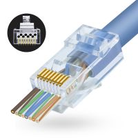 100ชิ้น Cat6 6 Rj45ผ่านการเชื่อมต่อ Cat6 / Cat5e ปลาย Rj45กับขั้วต่อปลั๊กจีบสายเคเบิลอีเทอร์เน็ต