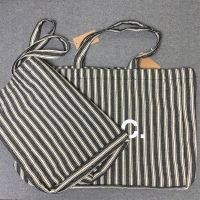 FNJACK Shopper Tote Bag Striped Printed Logo