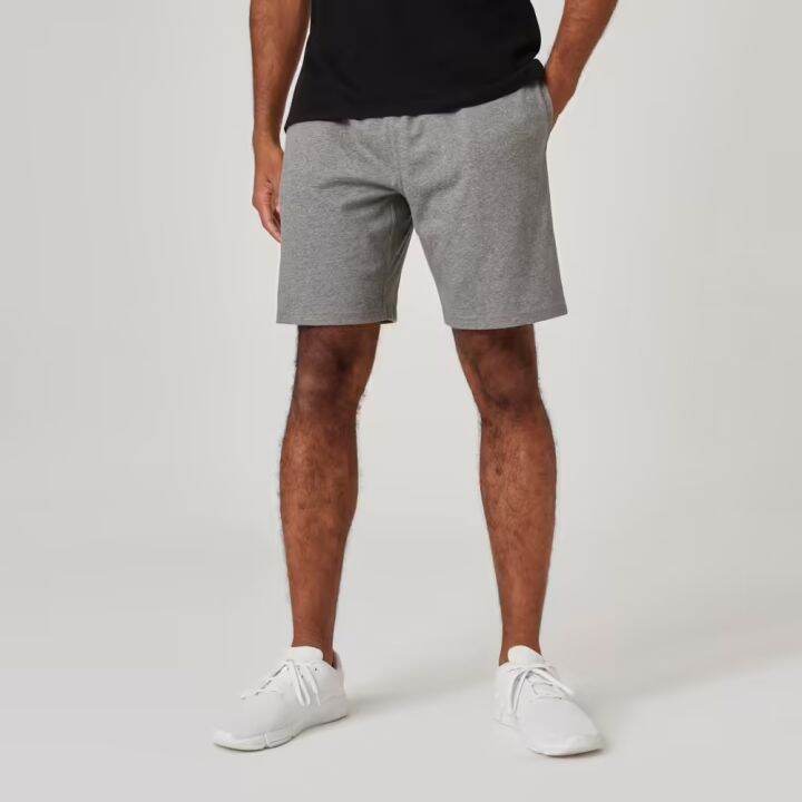 พร้อมส่ง-กางเกงขาสั้นสำหรับผู้ชายเพื่อกายบริหาร-mens-straight-leg-cotton-fitness-shorts-essentials-with-pocket