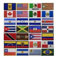 ☜ Americas Cup Flag USA Chile Venezuela Brazil Canada Argentina Mexico Etc Embroidered Fabric Patch Badge Magic Patches Badge