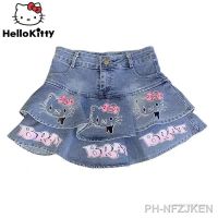 【LZ】☊  Sanrio Hello Kitty saia curta estética para as mulheres saias femininas slim bolo cintura alta roupas da moda Y2K Millennial Spicy Girls novo