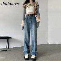 COD DaDulove New Korean Style Reverse Pocket Jeans High Waist Womens Wide-leg Pants Fashion Straight-leg Pants